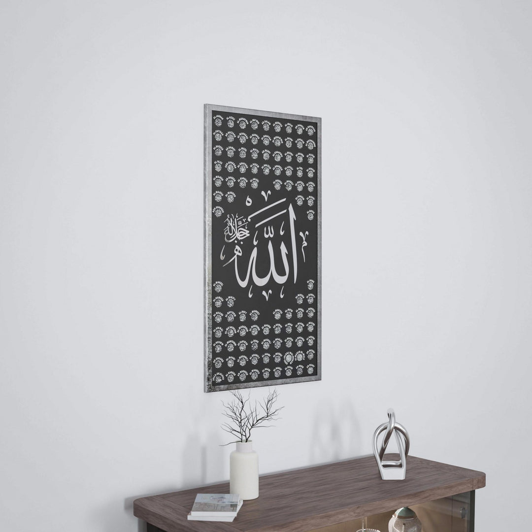 allahin-99-ismi-esmaul-husna-sulus-hat-gumus-akrilik-ahsap-tablo-islamicwallarttr