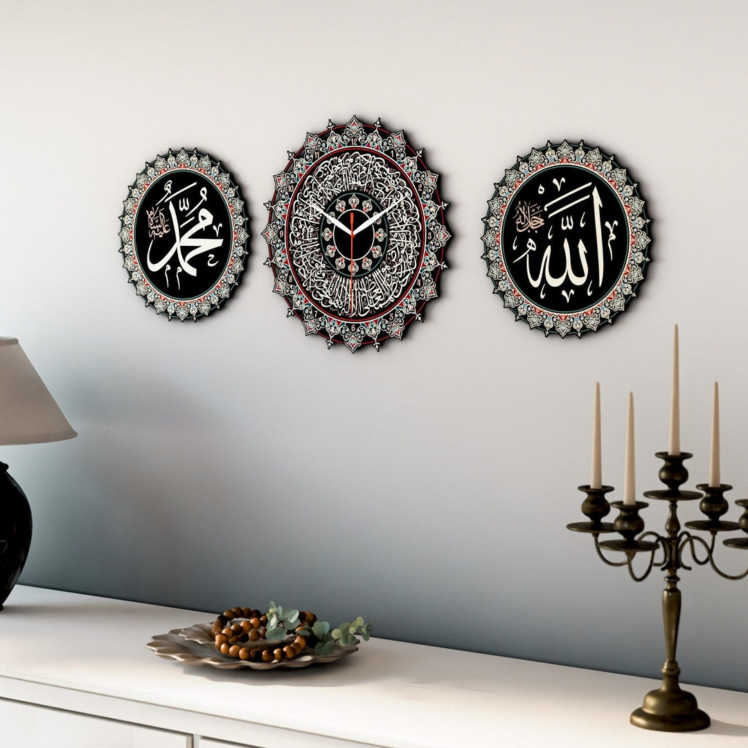 ayatul-kursi-clock-set-black-metal-duvar-dekoru-tezhip-craftsmanship-islamicwallartstore