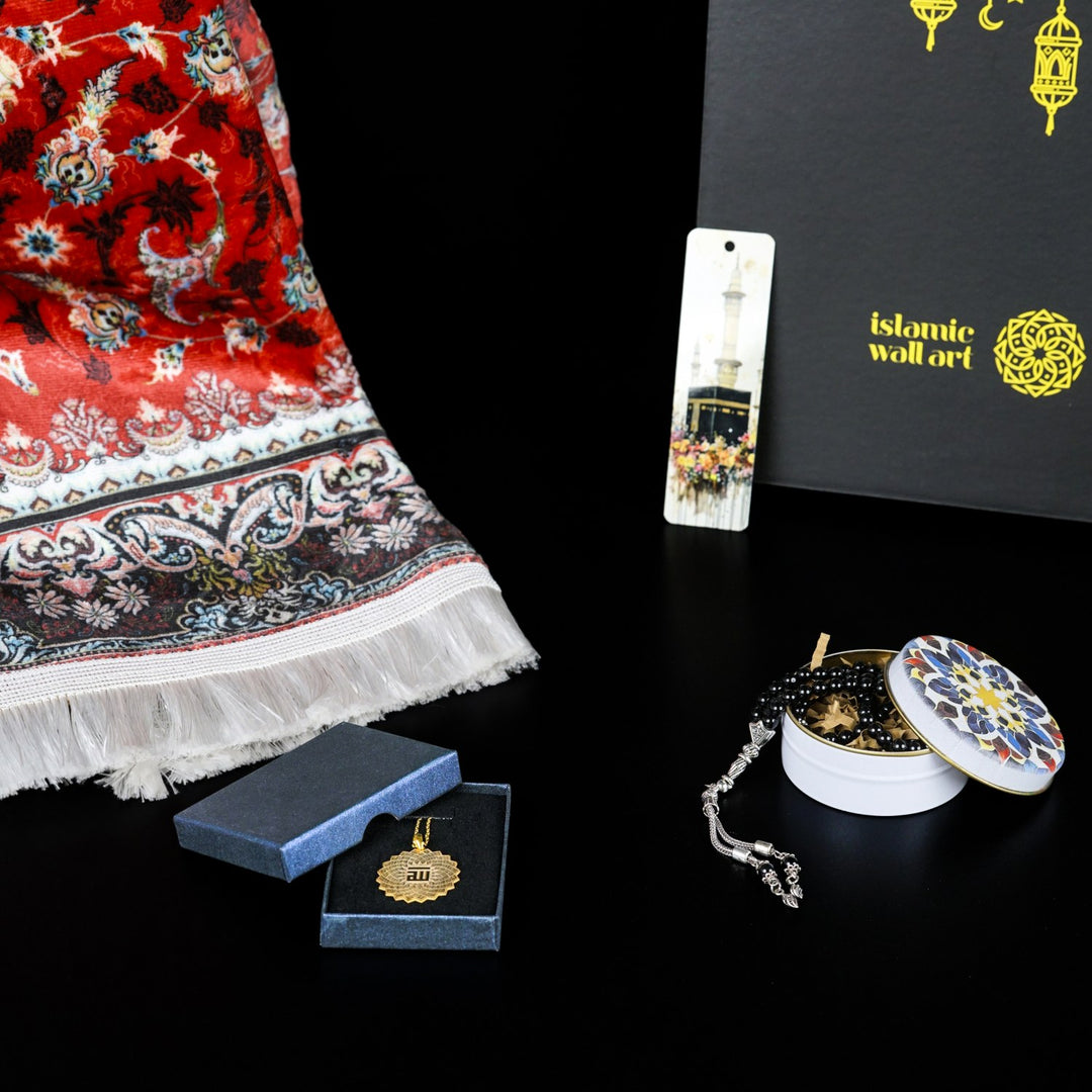 ramazan-hediyeleri-seccade-esmaul-husna-kolye-obsidyen-tesbih-islamicwallarttr