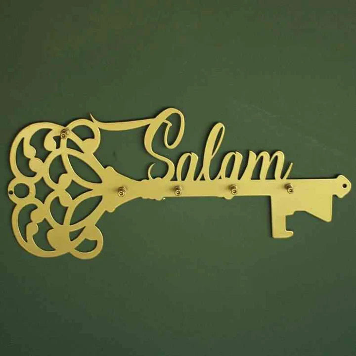 İngilizce Selam Yazılı Metal Anahtarlık İslami Duvar Dekoru