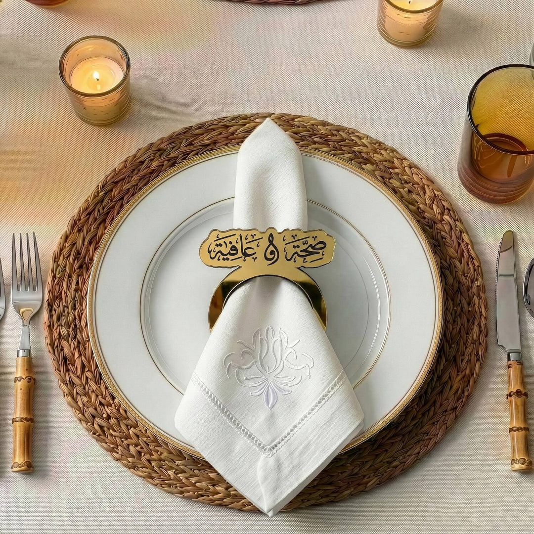 Modern Akrilik Peçete Halkası - Afiyet Olsun Yazılı Sofra Aksesuarı