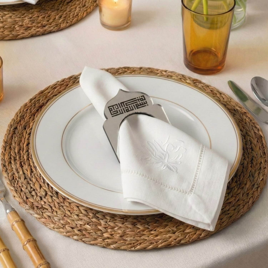 Kufi Hat Besmele İşlemeli Kubbe Form Akrilik Peçete Halkası