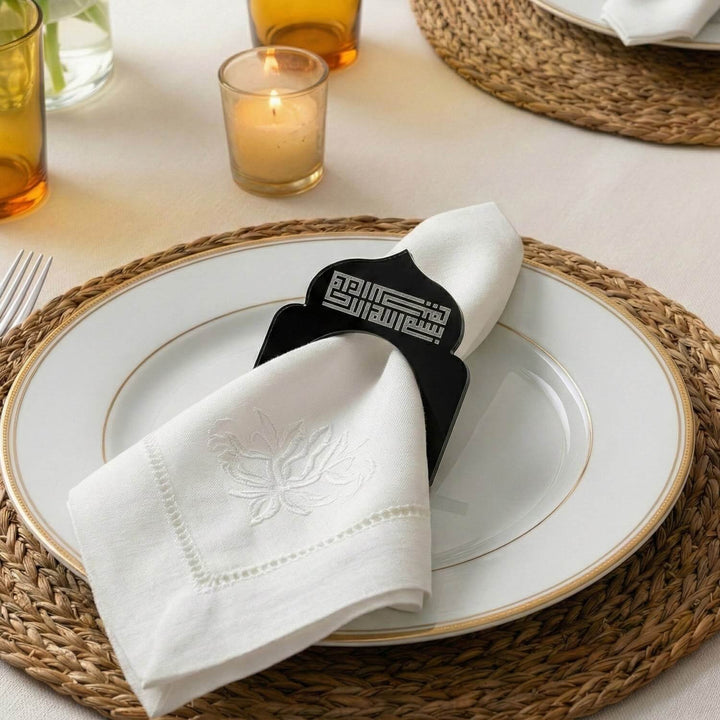 Kufi Hat Besmele İşlemeli Kubbe Form Akrilik Peçete Halkası