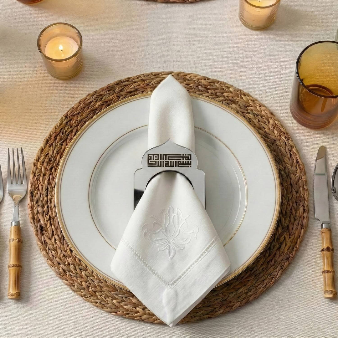 Kufi Hat Besmele İşlemeli Kubbe Form Akrilik Peçete Halkası