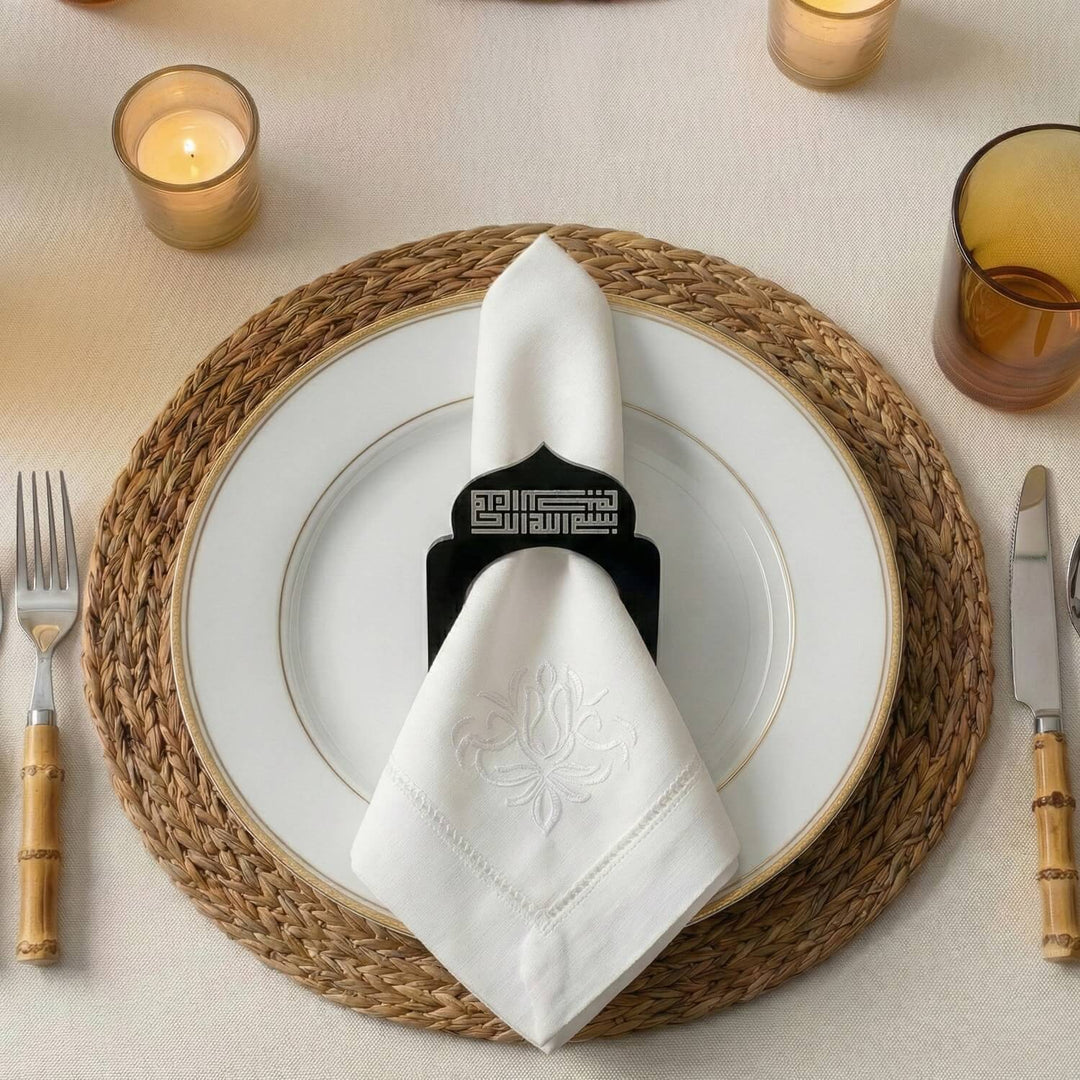 Kufi Hat Besmele İşlemeli Kubbe Form Akrilik Peçete Halkası