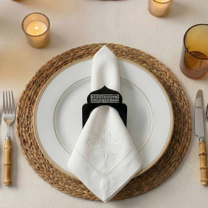 Kufi Hat Besmele İşlemeli Kubbe Form Akrilik Peçete Halkası