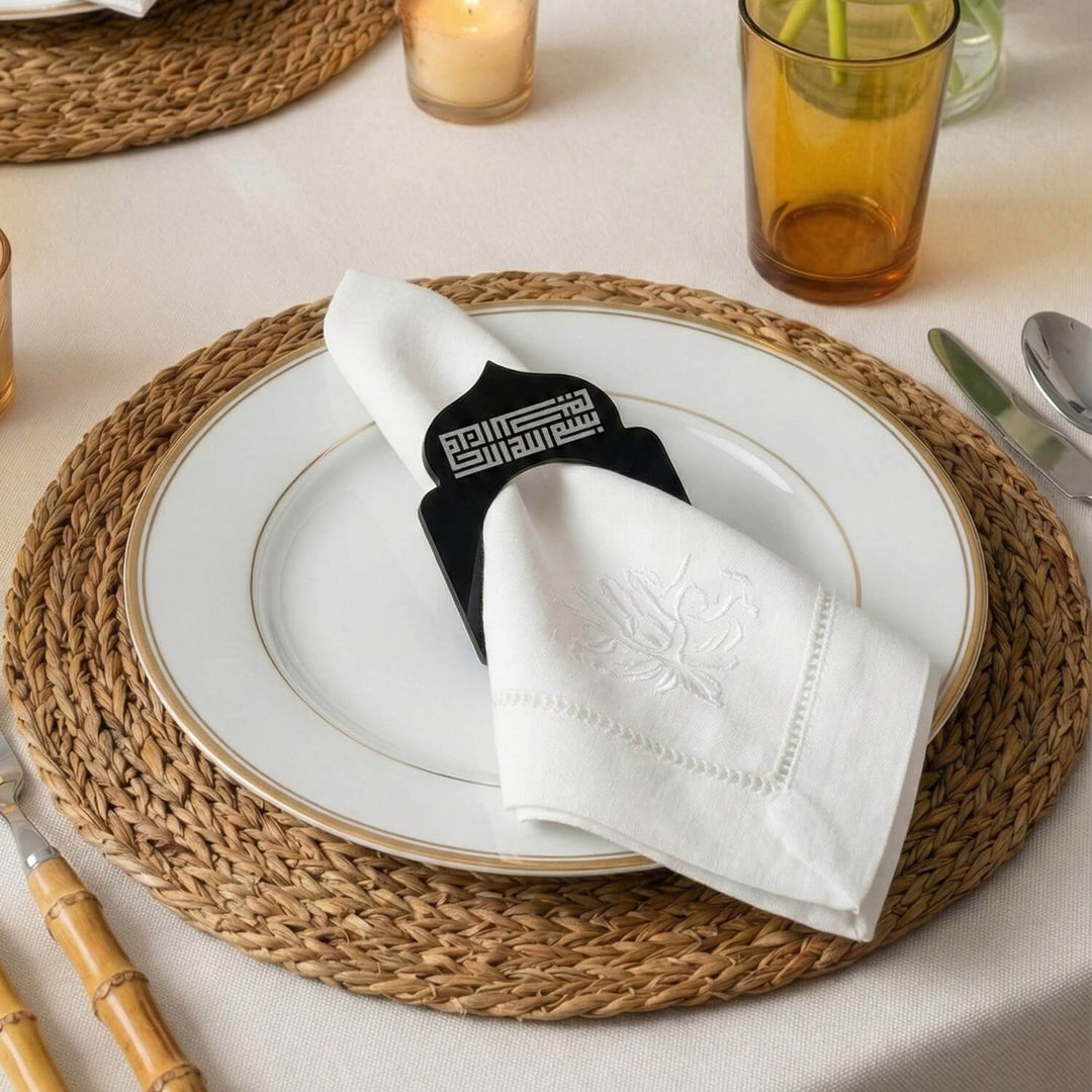 Kufi Hat Besmele İşlemeli Kubbe Form Akrilik Peçete Halkası