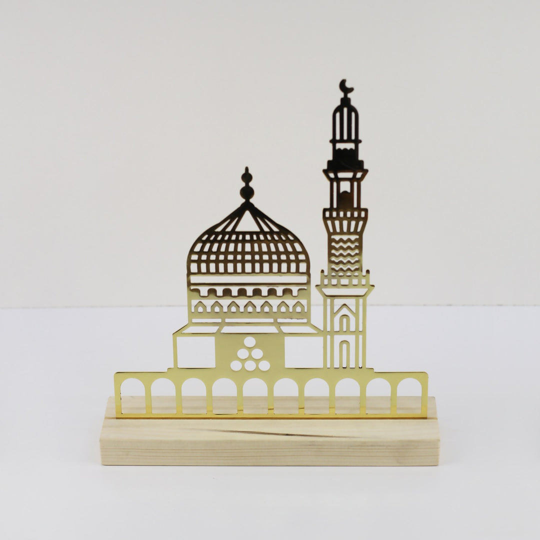 Kabe, Mescid-i Aksa ve Mescid-i Nebevi Ahşap Standlı Metal Dekor Seti