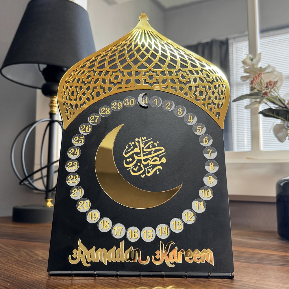 Metal Masaüstü Ramazan Takvimi - Mıknatıslı Akrilik Süslemeli Tasarım
