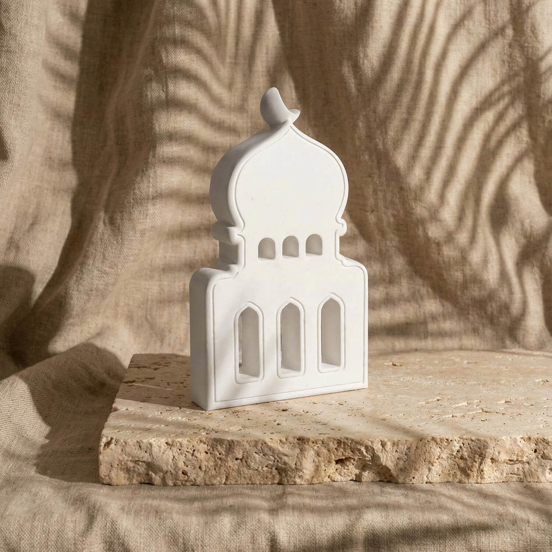 Modern Taş Cami Biblo - El Yapımı Minimalist İslami Masaüstü Dekor