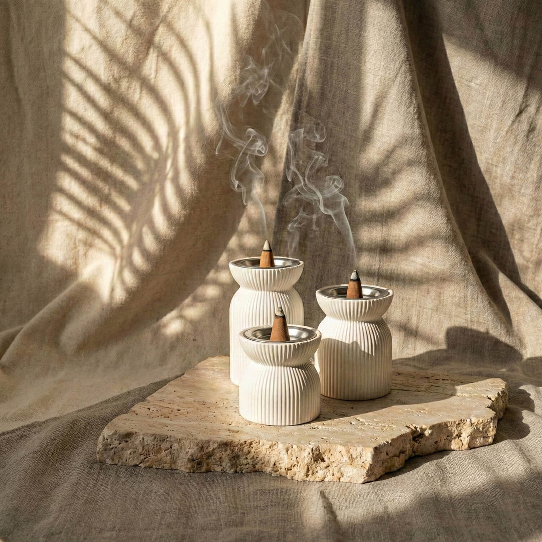 Taş Buhurdanlık Seti - 3'lü Minimalist Tasarım Tütsülük