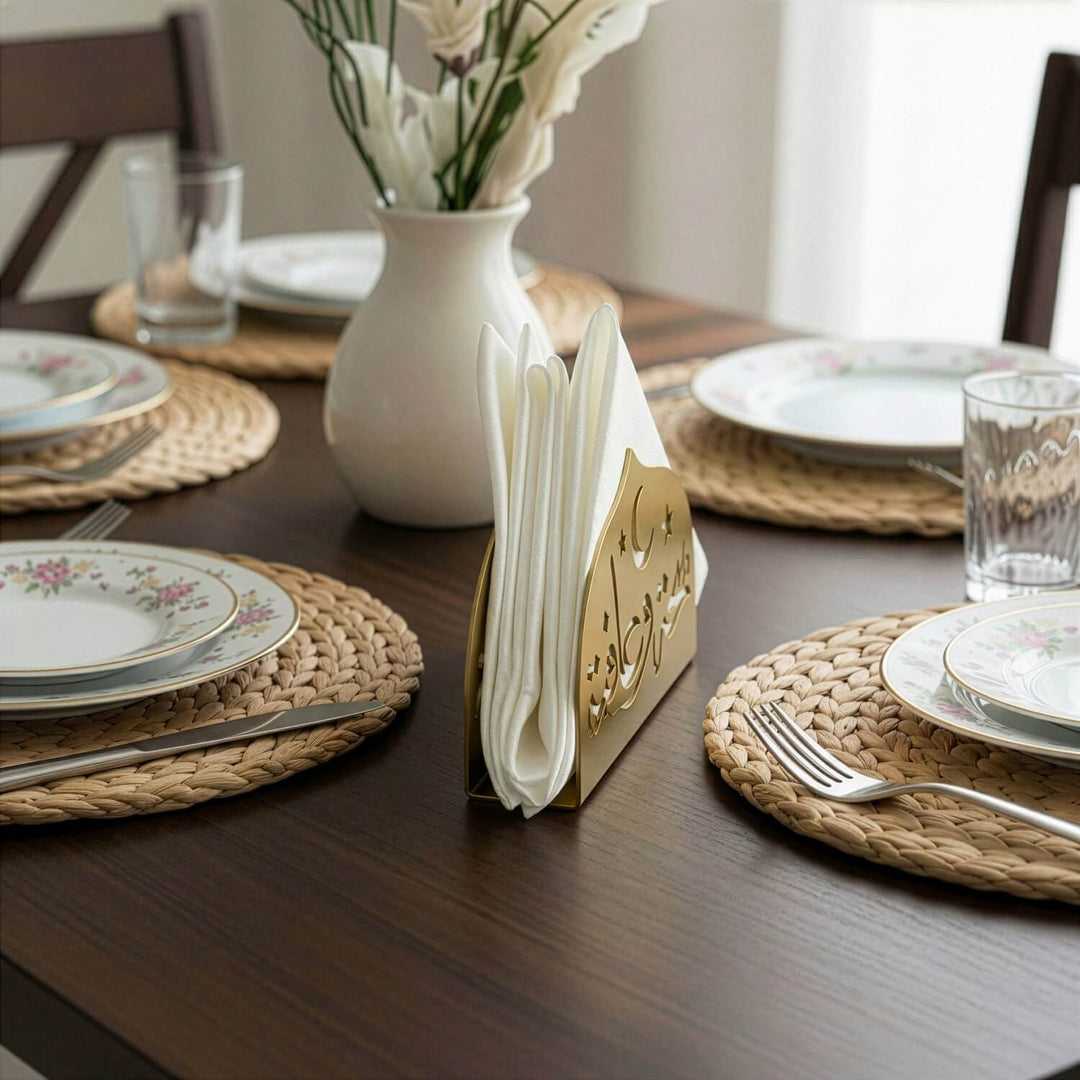 Afiyet Olsun Metal Peçetelik - Ramazan Temalı İslami Sofra Aksesuarı