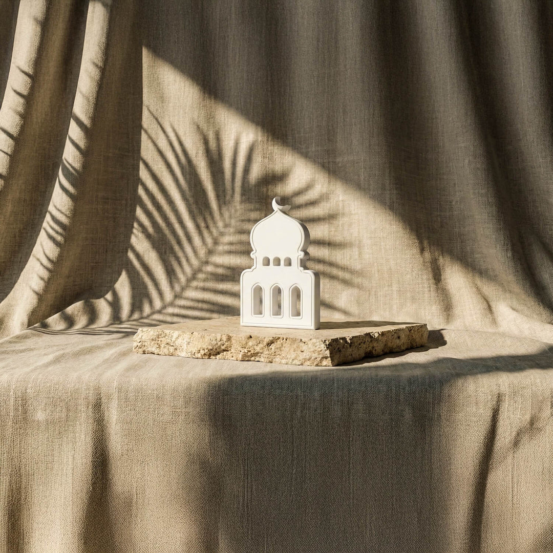 Modern Taş Cami Biblo - El Yapımı Minimalist İslami Masaüstü Dekor