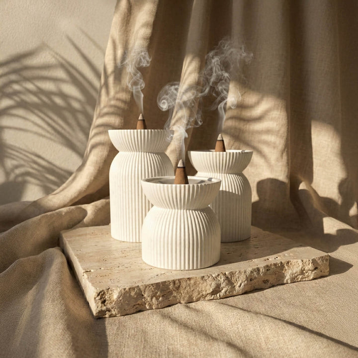 Taş Buhurdanlık Seti - 3'lü Minimalist Tasarım Tütsülük