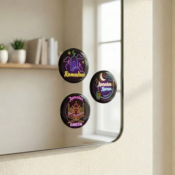 Ramazan 3D Epoksi Sticker - Kabartmalı Neon İslami Etiket (24 Adet)