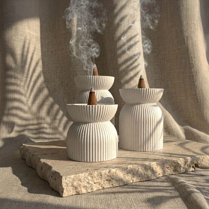 Taş Buhurdanlık Seti - 3'lü Minimalist Tasarım Tütsülük