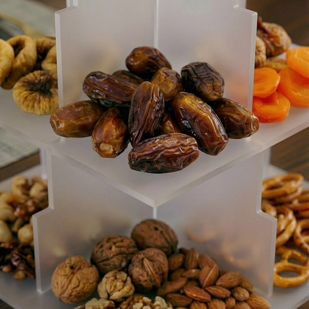 Ramazan Sunum Standı – Kubbe Formlu 3 Katlı Pleksi İftariyelik Tabağı