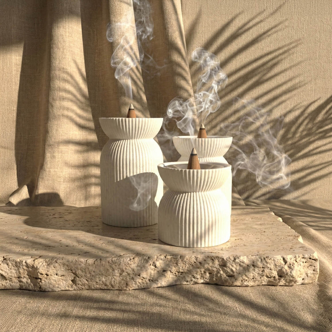Taş Buhurdanlık Seti - 3'lü Minimalist Tasarım Tütsülük