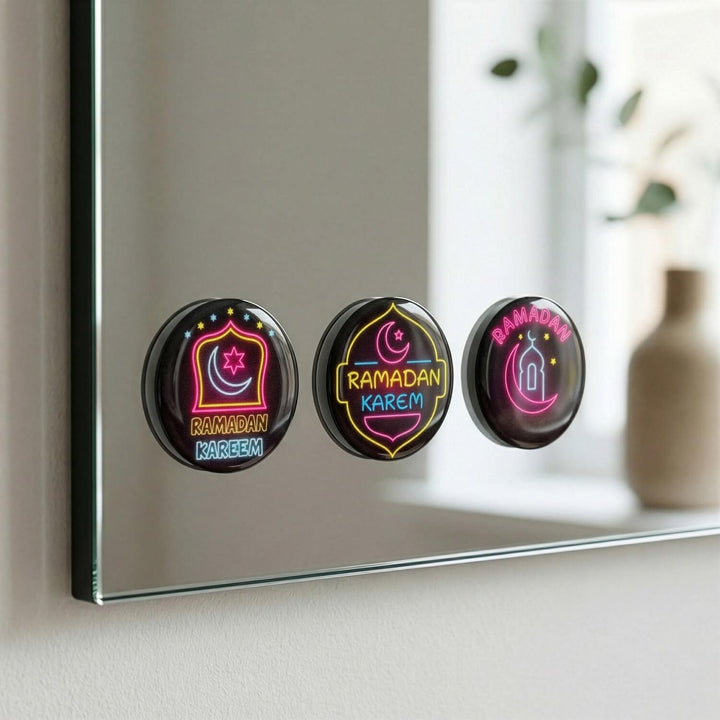 Ramazan 3D Epoksi Sticker - Kabartmalı Neon İslami Etiket (24 Adet)