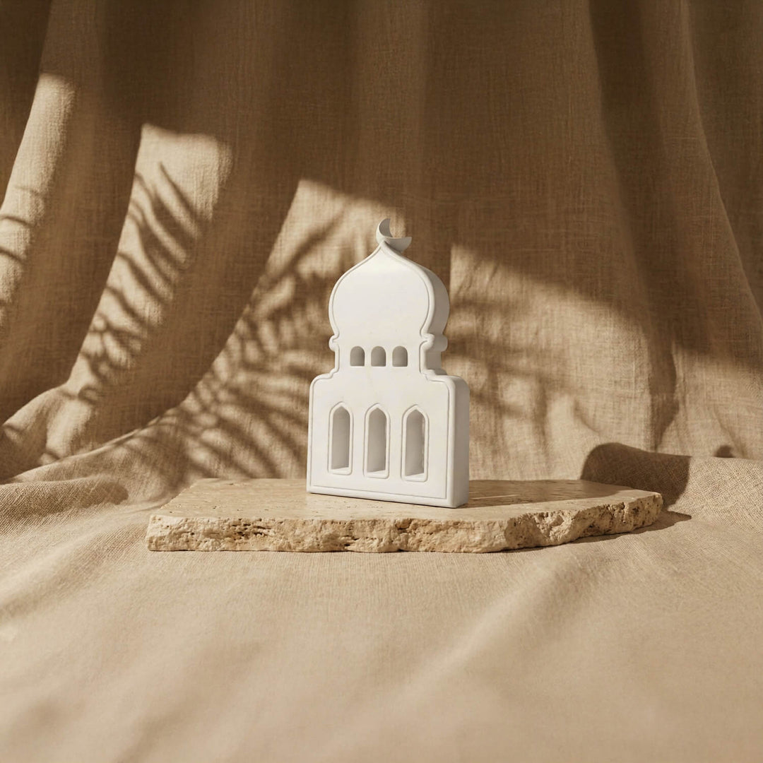 Modern Taş Cami Biblo - El Yapımı Minimalist İslami Masaüstü Dekor