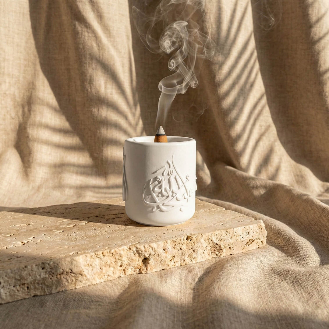 Sübhanallah, Elhamdülillah, Allahu Ekber Yazılı El Yapımı Taş Buhurdanlık