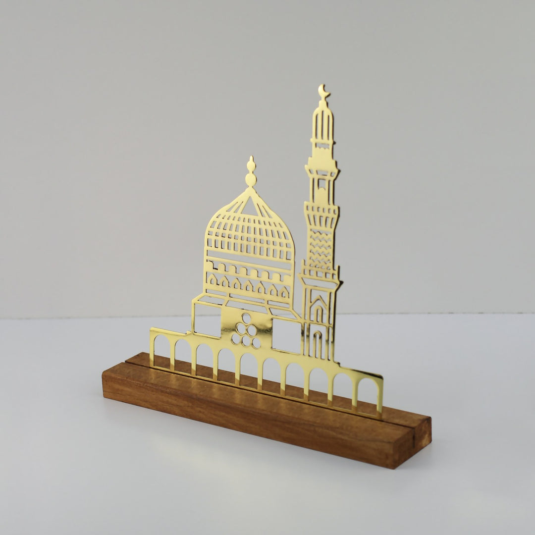 Kabe, Mescid-i Aksa ve Mescid-i Nebevi Ahşap Standlı Metal Dekor Seti