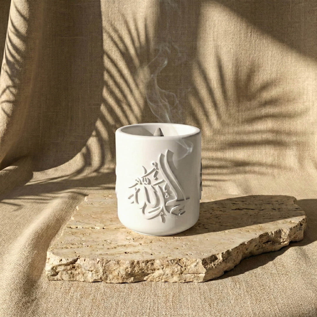 Sübhanallah, Elhamdülillah, Allahu Ekber Yazılı El Yapımı Taş Buhurdanlık