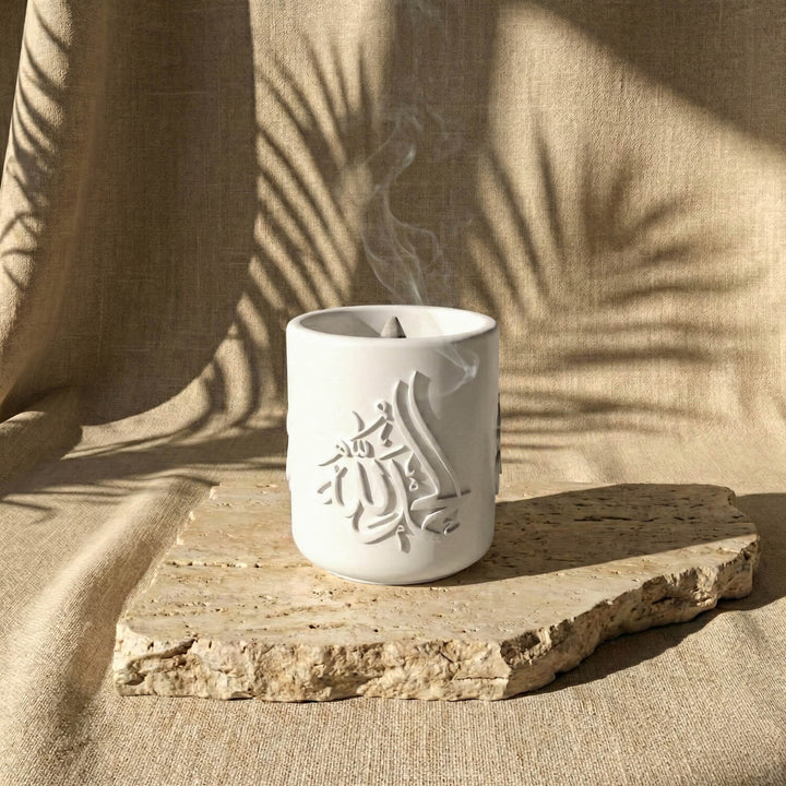 Sübhanallah, Elhamdülillah, Allahu Ekber Yazılı El Yapımı Taş Buhurdanlık