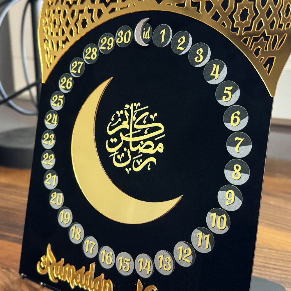 Metal Masaüstü Ramazan Takvimi - Mıknatıslı Akrilik Süslemeli Tasarım