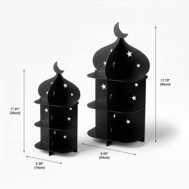 Ramazan Metal Sunum Standı – 3 Katlı Minare Tasarım İftariyelik Tabağı