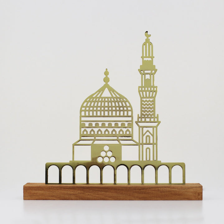 Kabe, Mescid-i Aksa ve Mescid-i Nebevi Ahşap Standlı Metal Dekor Seti