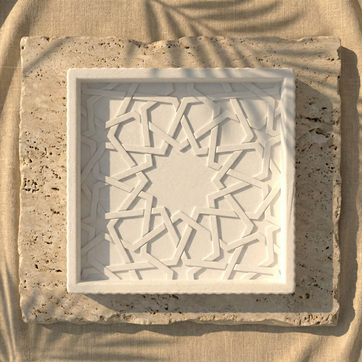 Selçuklu Yıldızı Taş Tozu Dekoratif Tabak - Modern İslami Dekor