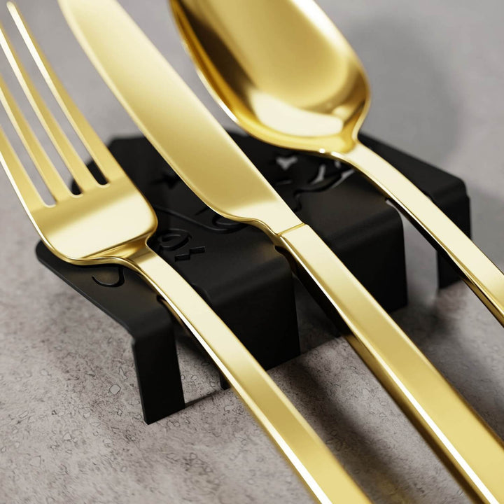 Metal Çatal Bıçak Tutucu - Afiyet Olsun İşlemeli Kubbe Tasarım Stand