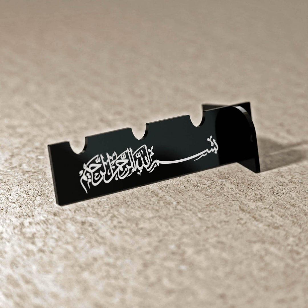 Akrilik Çatal Bıçak Tutucu - Sülüs Hat Besmele Yazılı Sofra Aksesuarı