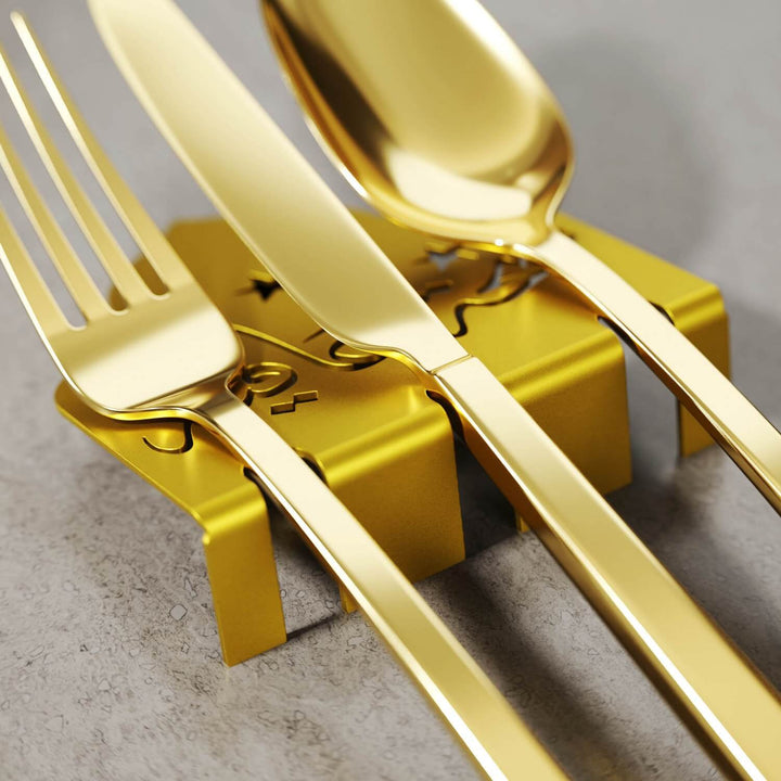 Metal Çatal Bıçak Tutucu - Afiyet Olsun İşlemeli Kubbe Tasarım Stand