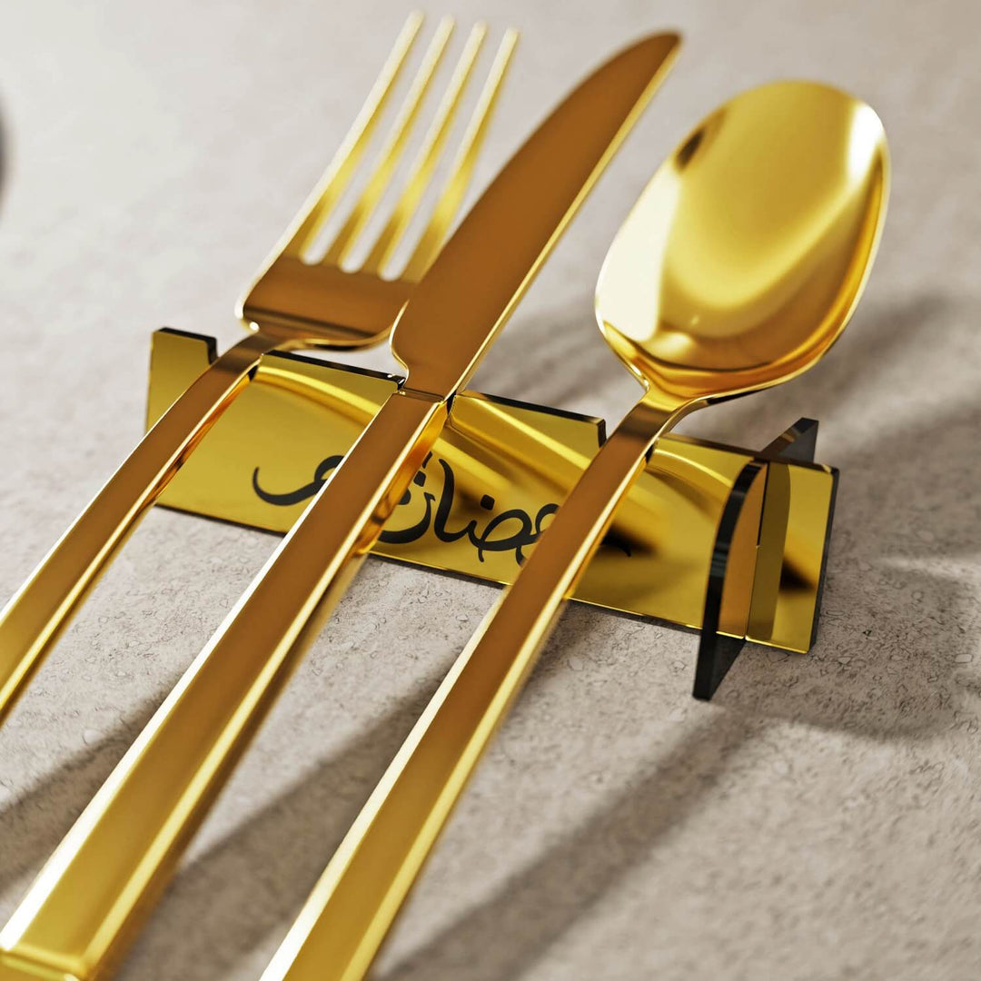 Akrilik Çatal Bıçak Tutucu - Ramazan Kerim Yazılı Sofra Aksesuarı