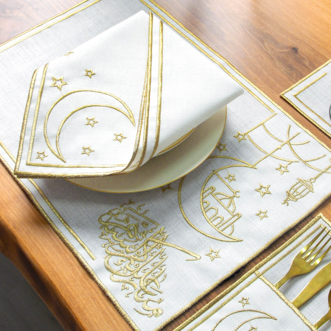 Ramazan Temalı Kumaş Peçete Takımı - 6 Kişilik Sofra Seti (24 Parça)