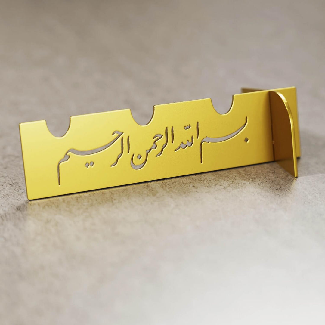 Metal Çatal Bıçak Tutucu – Besmele İşlemeli Lüks Sunum Aksesuarı