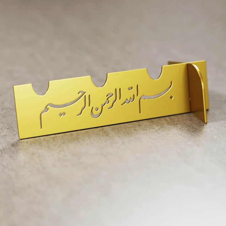 Metal Çatal Bıçak Tutucu – Besmele İşlemeli Lüks Sunum Aksesuarı