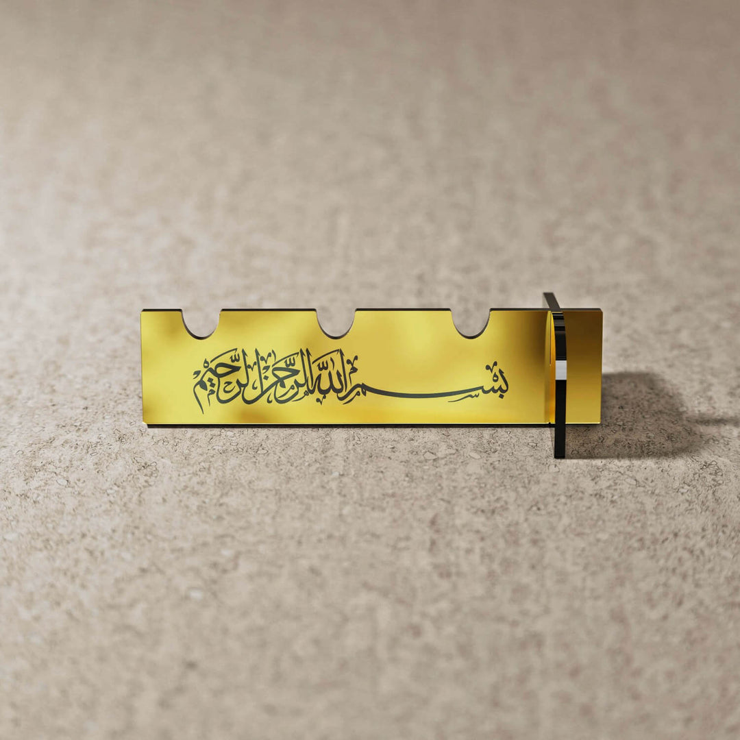 Akrilik Çatal Bıçak Tutucu - Sülüs Hat Besmele Yazılı Sofra Aksesuarı