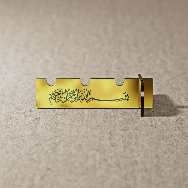 Akrilik Çatal Bıçak Tutucu - Sülüs Hat Besmele Yazılı Sofra Aksesuarı