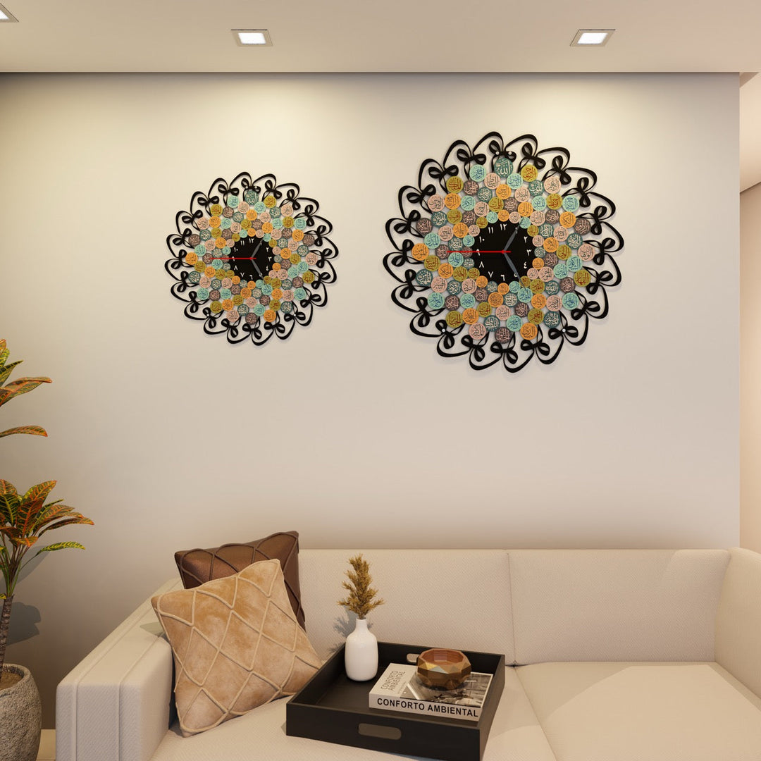 Huwa-99-names-of-Allah-Islamic-Wall-Clock-Black-islamicwallarttr