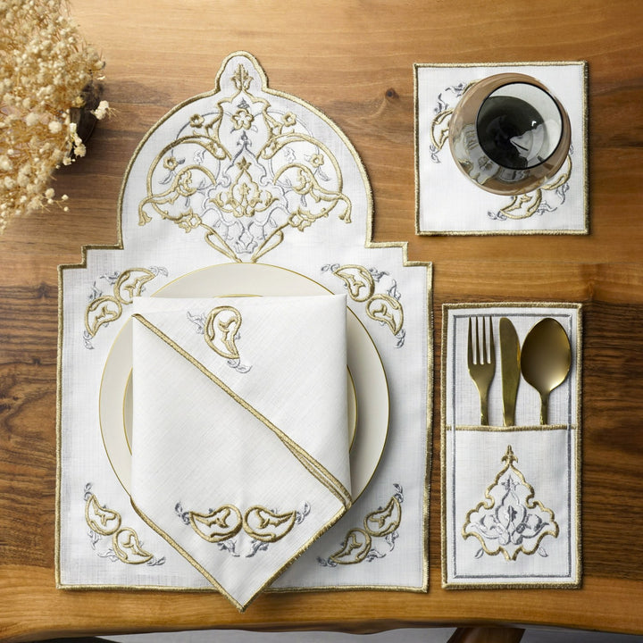 Kubbe Formlu Premium Nakışlı Ramazan Servis Seti - 6 Kişilik 24 Parça