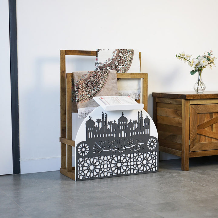 Ahşap Seccadelik ve Rahle Seti - Hayye ale's Salah Yazılı Namaz Köşesi