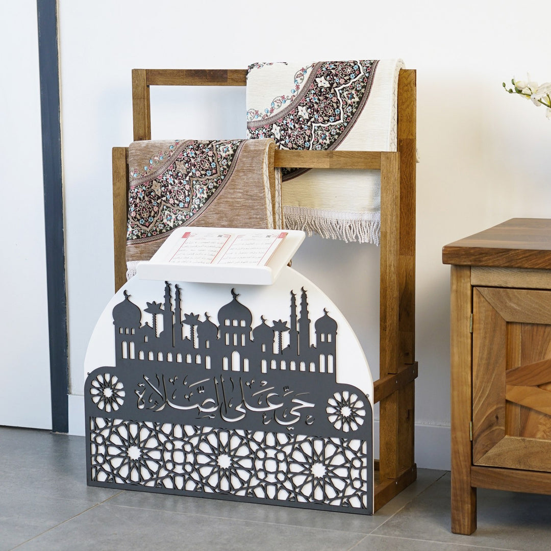 Ahşap Seccadelik ve Rahle Seti - Hayye ale's Salah Yazılı Namaz Köşesi