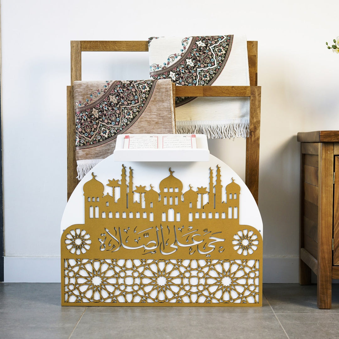 Ahşap Seccadelik ve Rahle Seti - Hayye ale's Salah Yazılı Namaz Köşesi