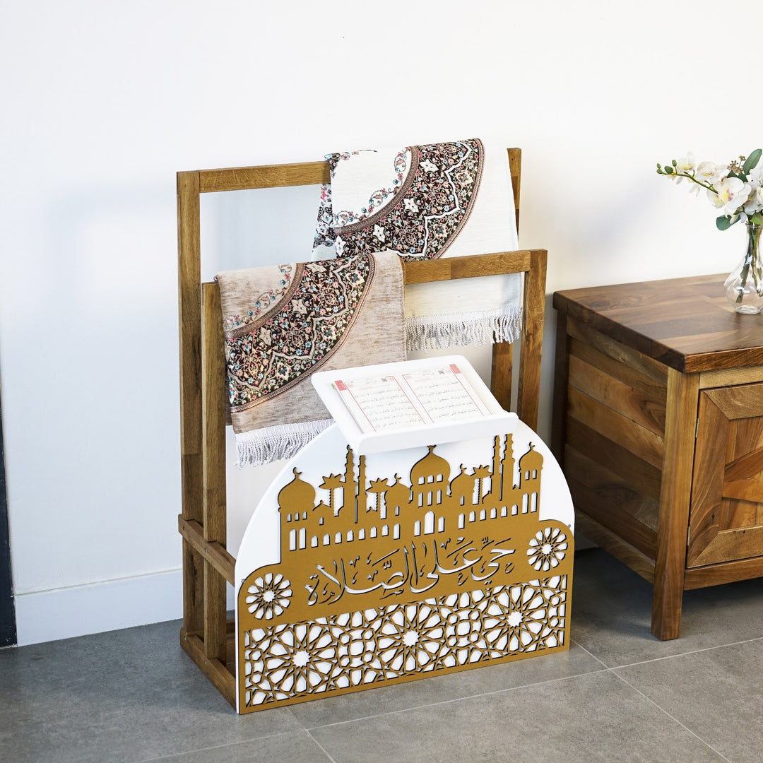 Ahşap Seccadelik ve Rahle Seti - Hayye ale's Salah Yazılı Namaz Köşesi