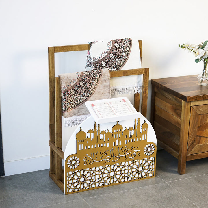 Ahşap Seccadelik ve Rahle Seti - Hayye ale's Salah Yazılı Namaz Köşesi