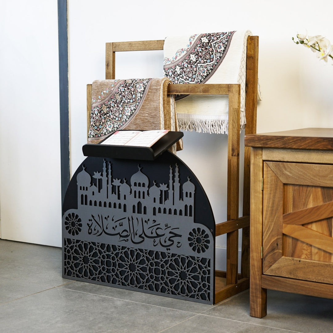 Ahşap Seccadelik ve Rahle Seti - Hayye ale's Salah Yazılı Namaz Köşesi