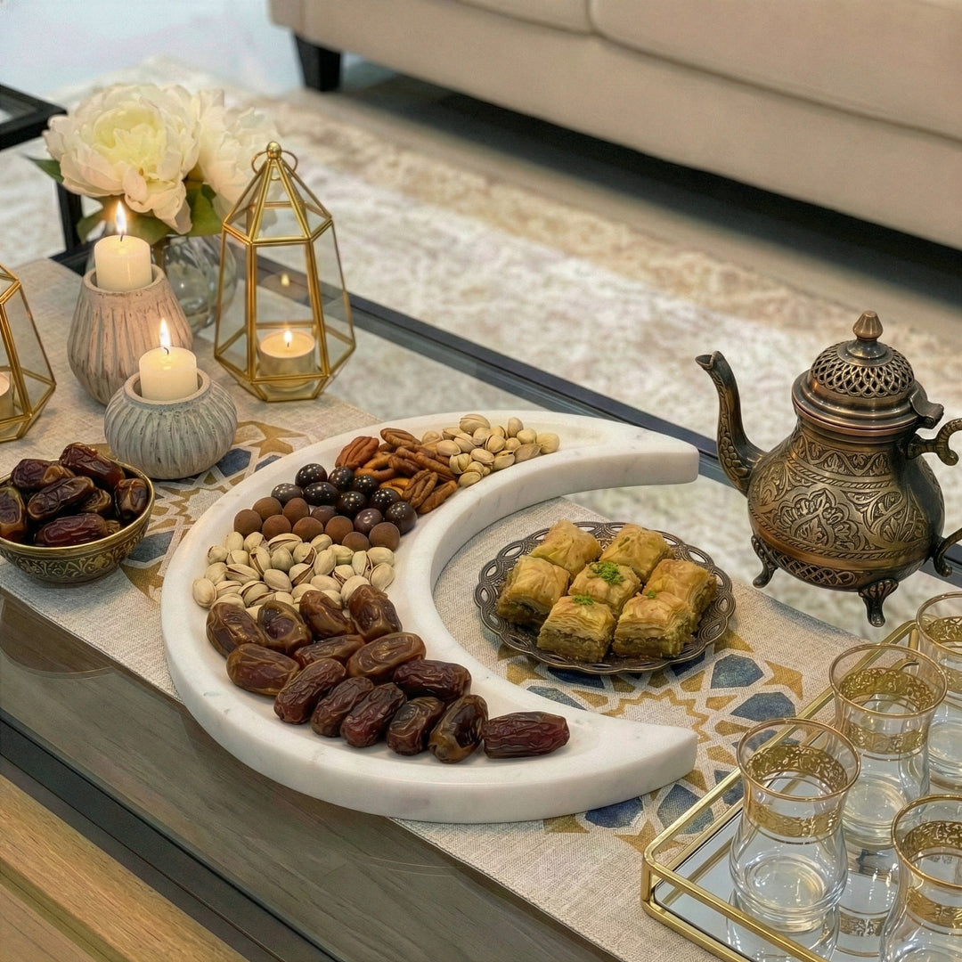 Ramazan Hilali Mermer Servis Tabağı - Modern İftar ve Bayram Sunumluğu